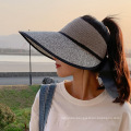 Topless Breathable Big-edge Sunhat Ladies Summer New Fashion Women Outdoor Sports Bowknot Visor Straw Hat